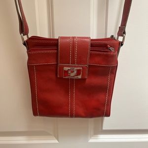 Tignanello red leather crossbody bag